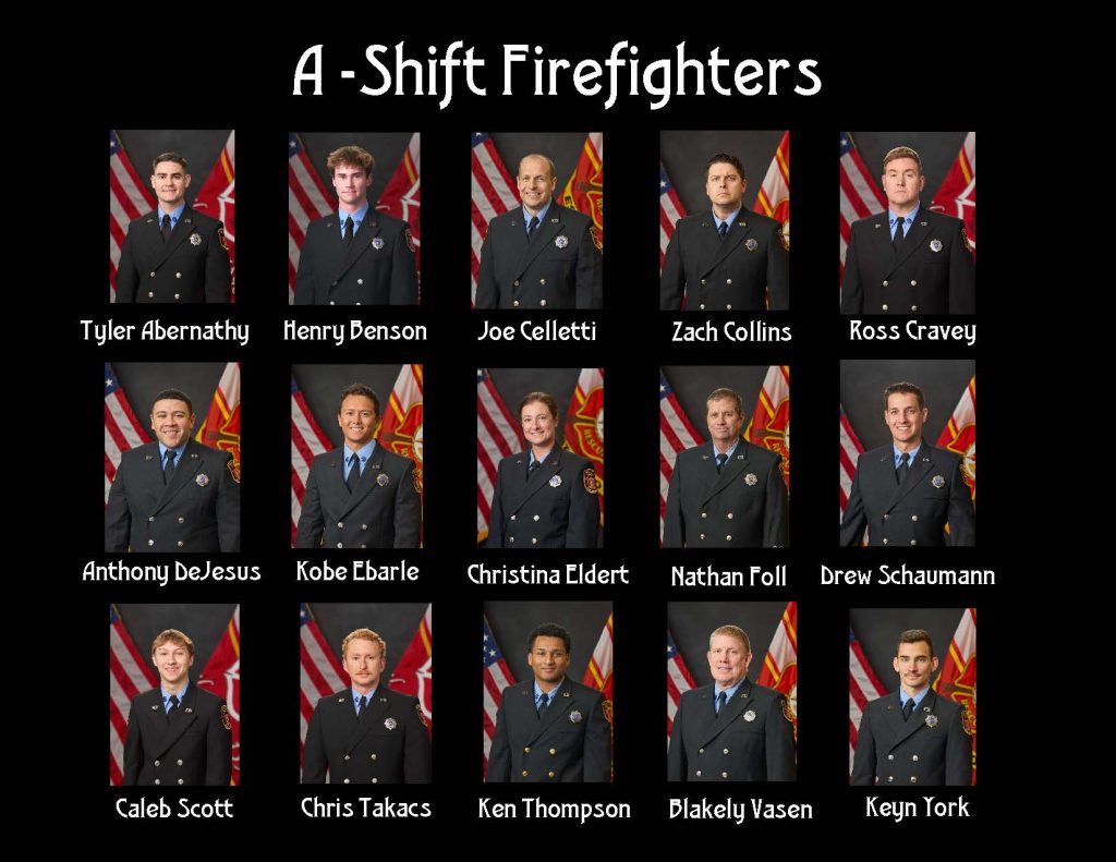 Group of A Shift Firefighters in Class A uniform picture.