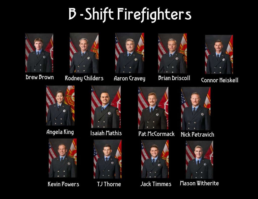 Group of B Shift Firefighters in Class A uniform picture.