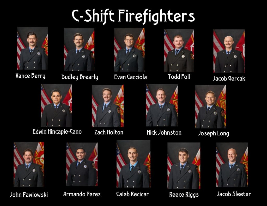 Group of C Shift Firefighters in Class A uniform picture.